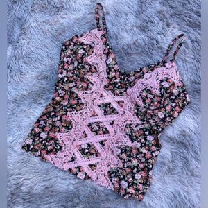 Vintage Y2K/90s XL Mock Corset Cami Top